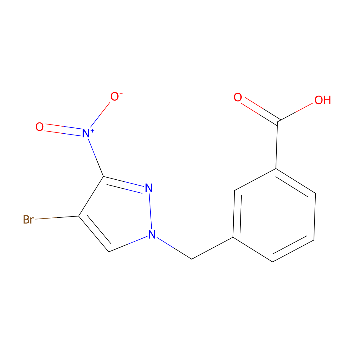 3-[(4-bromo-3-nitro-1H-pyrazol-1-yl)methyl]benzoic acid molecular structure, CAS 312313-96-5