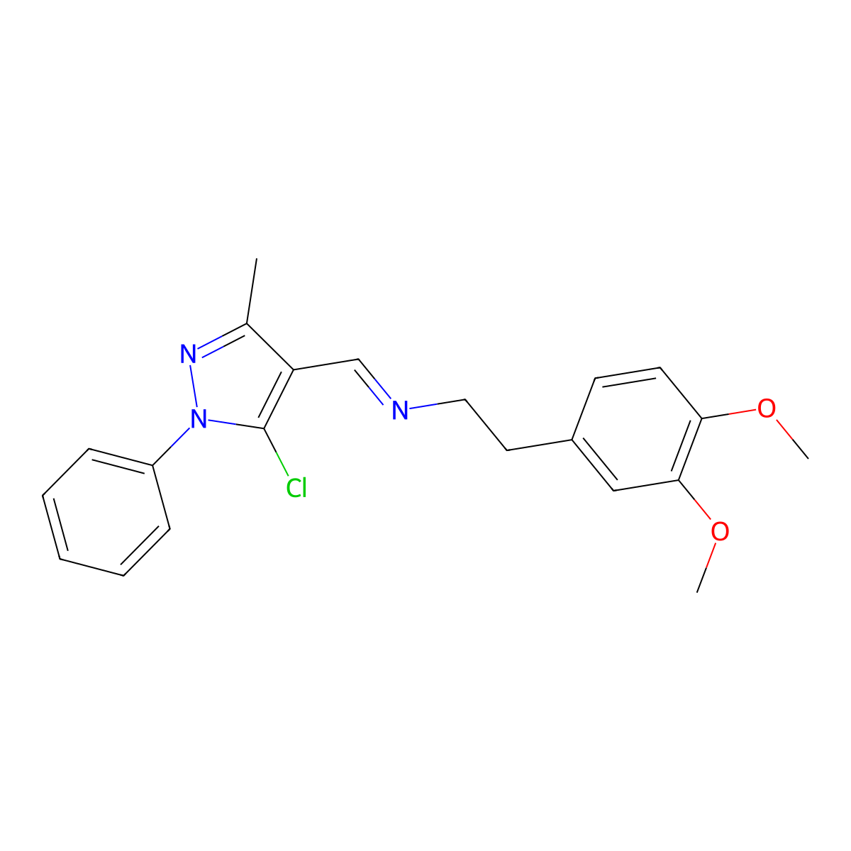 1-(5-chloro-3-methyl-1-phenylpyrazol-4-yl)-N-[2-(3,4-dimethoxyphenyl)ethyl]methanimine molecular structure, CAS 312314-17-3