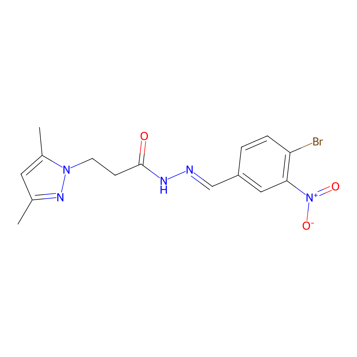 3,5-Dimethyl-1H-pyrazole-1-propanoic acid 2-[(4-bromo-3-nitrophenyl)methylene]hydrazide molecular structure, CAS 312314-29-7