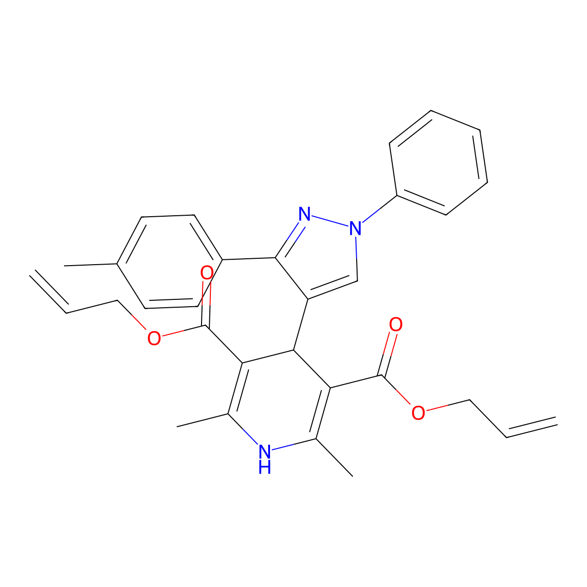 diallyl 2,6-dimethyl-4-[3-(4-methylphenyl)-1-phenyl-1H-pyrazol-4-yl]-1,4-dihydro-3,5-pyridinedicarboxylate molecular structure, CAS 312314-56-0