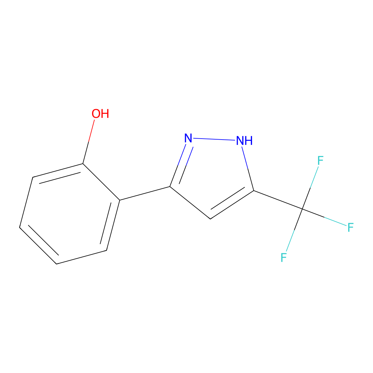2-[5-(trifluoromethyl)-1H-pyrazol-3-yl]phenol molecular structure, CAS 312315-85-8