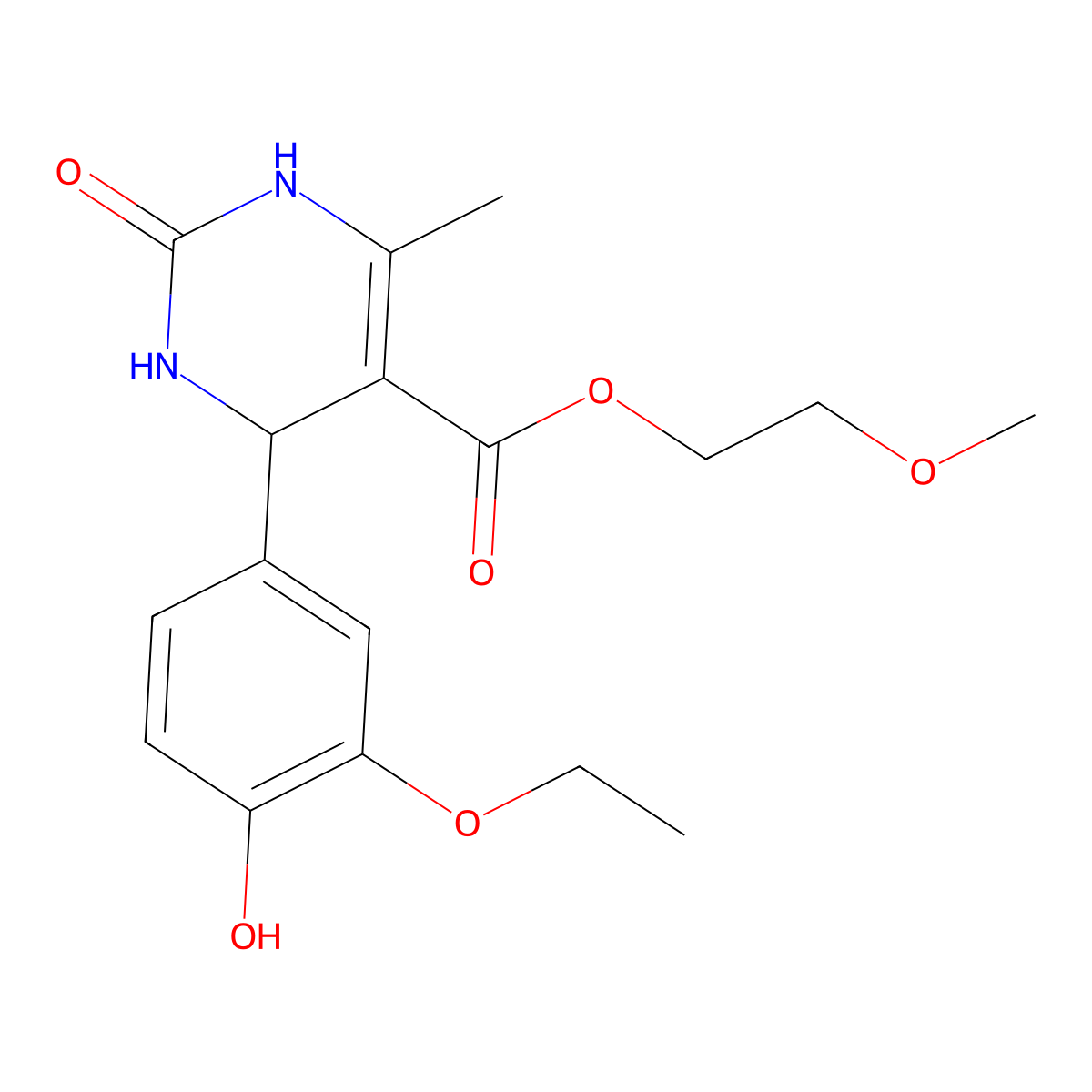 2-methoxyethyl 4-(3-ethoxy-4-hydroxyphenyl)-6-methyl-2-oxo-3,4-dihydro-1H-pyrimidine-5-carboxylate molecular structure, CAS 312316-27-1