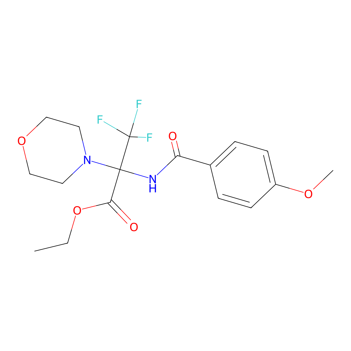 Ethyl 3,3,3-trifluoro-2-[(4-methoxybenzoyl)amino]-2-(4-morpholinyl)propanoate molecular structure, CAS 312316-30-6