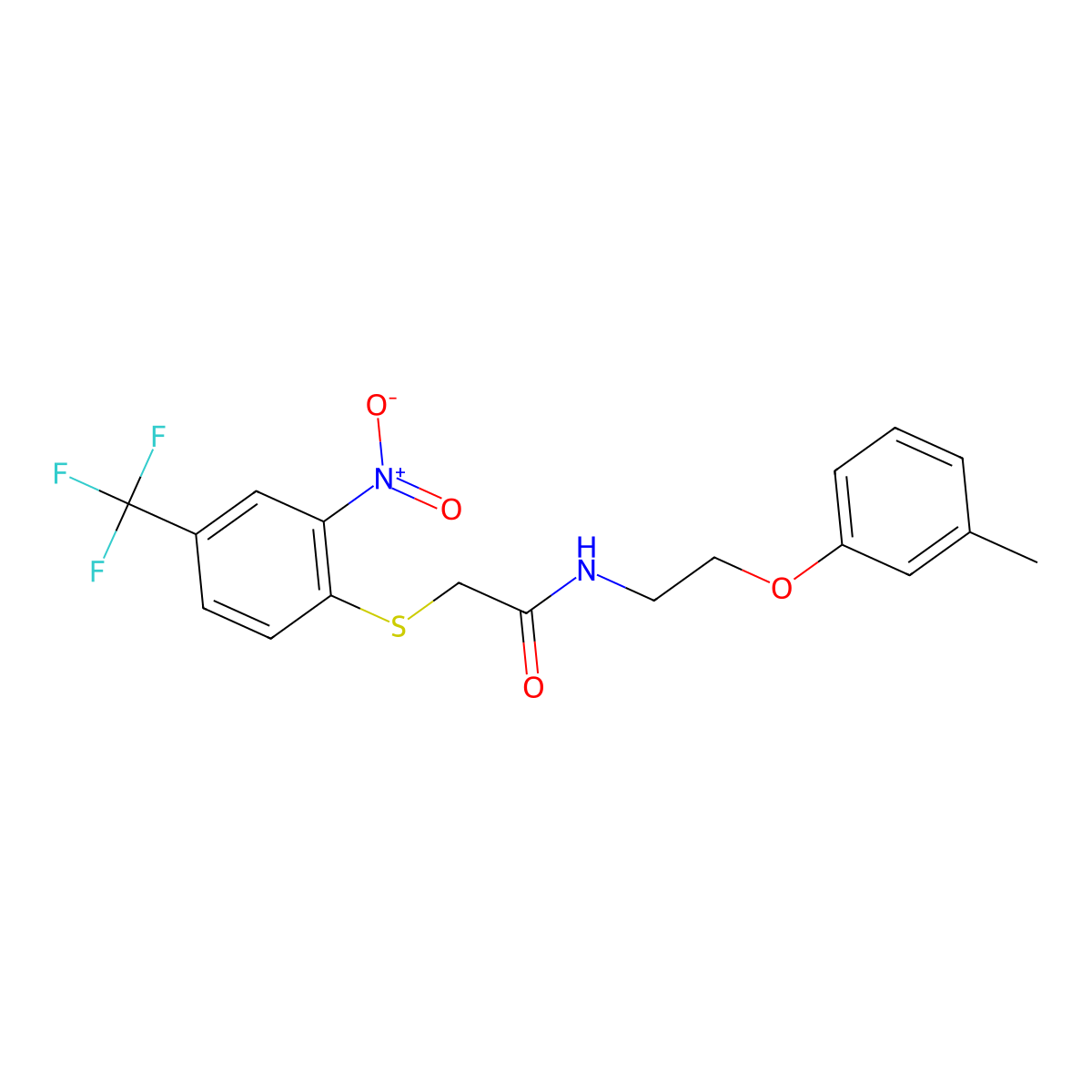 N-[2-(3-methylphenoxy)ethyl]-2-[2-nitro-4-(trifluoromethyl)phenyl]sulfanylacetamide molecular structure, CAS 312316-96-4