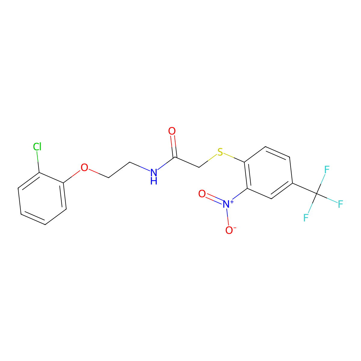 N-[2-(2-chlorophenoxy)ethyl]-2-[2-nitro-4-(trifluoromethyl)phenyl]sulfanylacetamide molecular structure, CAS 312316-97-5