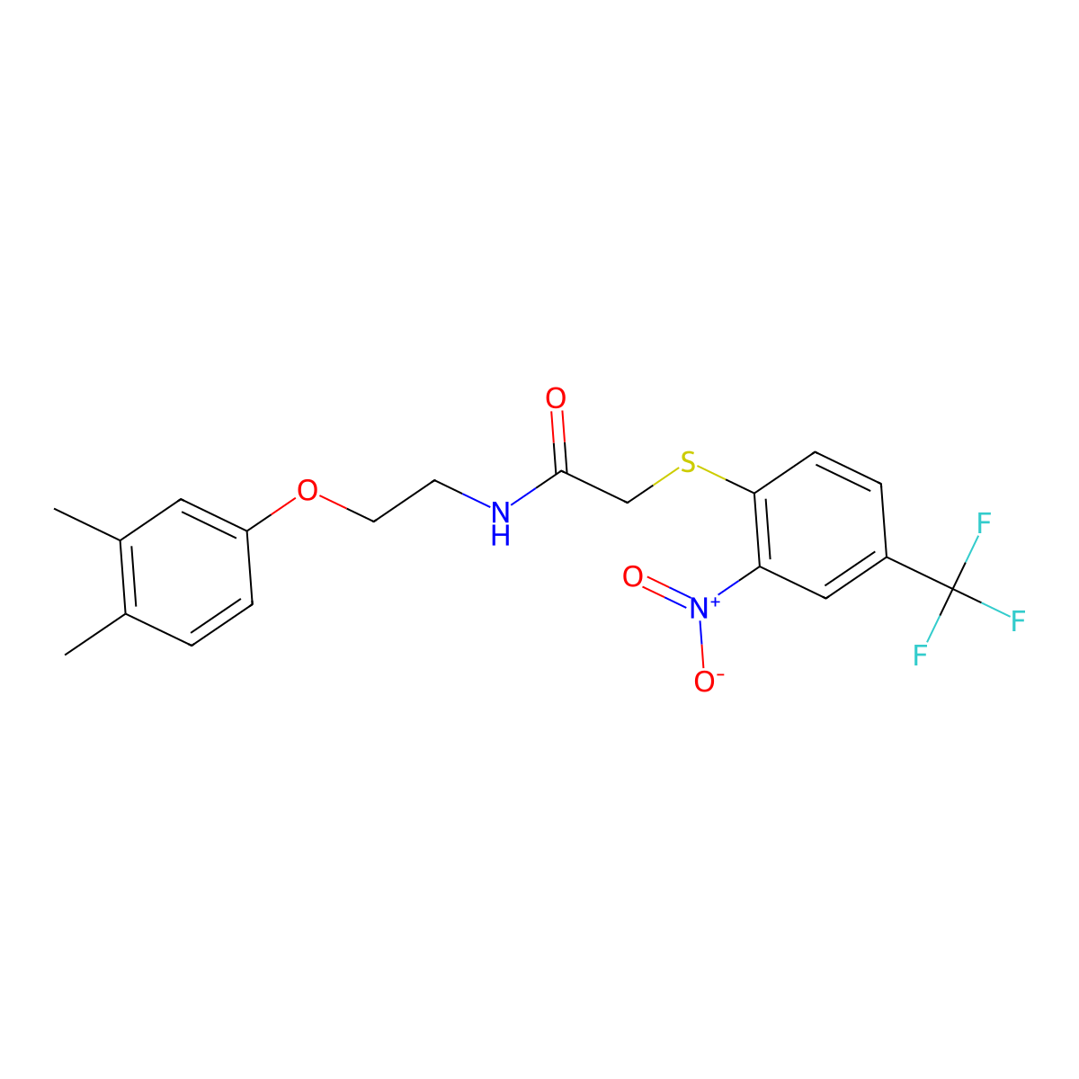 N-[2-(3,4-dimethylphenoxy)ethyl]-2-{[2-nitro-4-(trifluoromethyl)phenyl]sulfanyl}acetamide molecular structure, CAS 312316-98-6