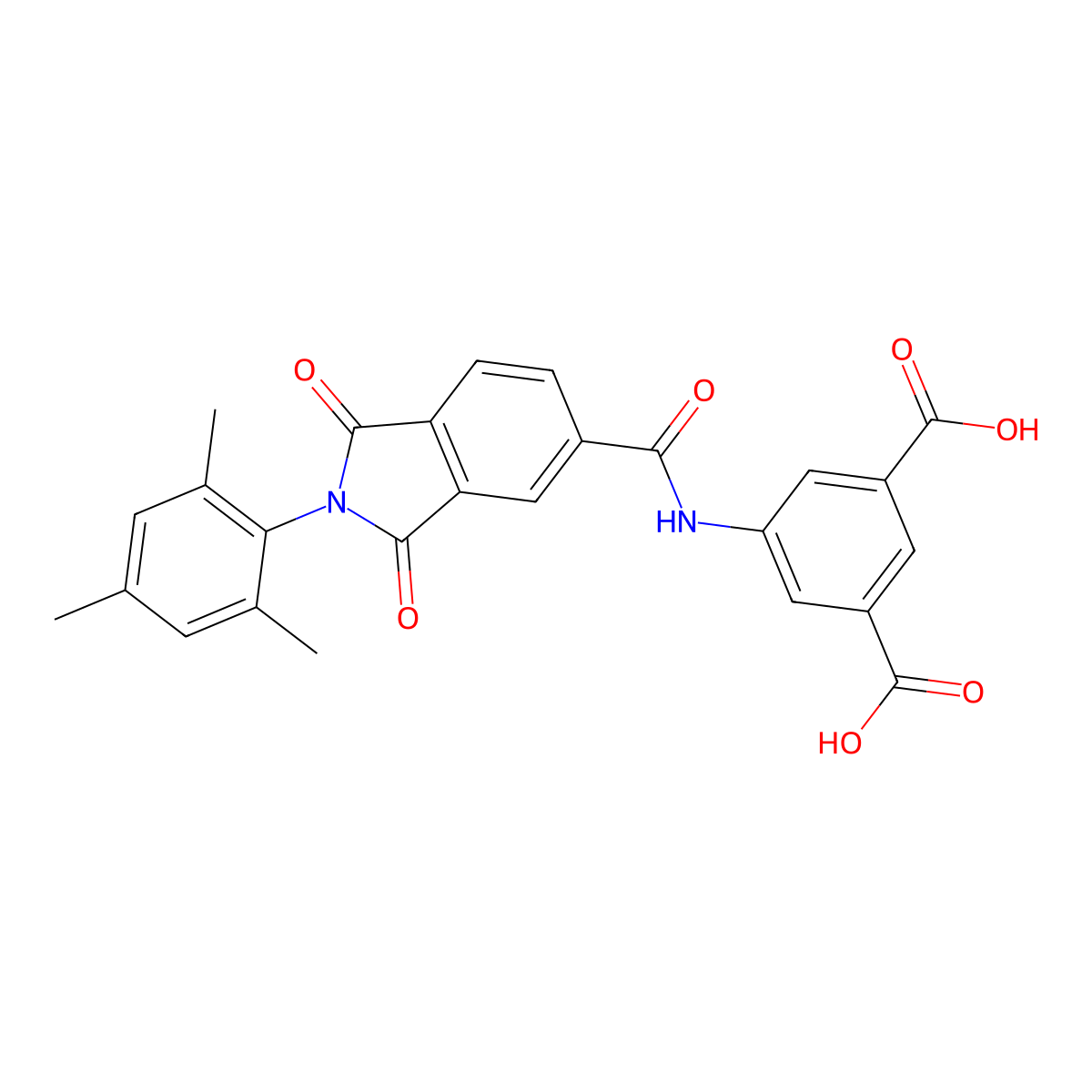 5-{[(2-Mesityl-1,3-dioxo-2,3-dihydro-1h-isoindol-5-yl)carbonyl]amino}isophthalic acid molecular structure, CAS 312317-37-6
