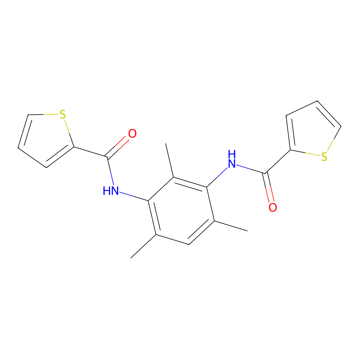 N-[2,4,6-trimethyl-3-(thiophene-2-carbonylamino)phenyl]thiophene-2-carboxamide molecular structure, CAS 312317-44-5