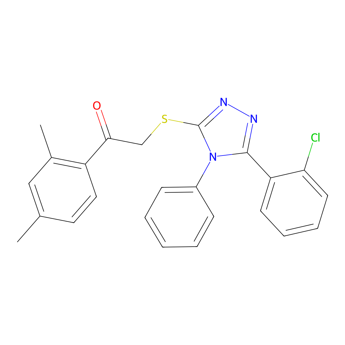 2-[[5-(2-Chlorophenyl)-4-phenyl-1,2,4-triazol-3-yl]sulfanyl]-1-(2,4-dimethylphenyl)ethanone molecular structure, CAS 312317-80-9