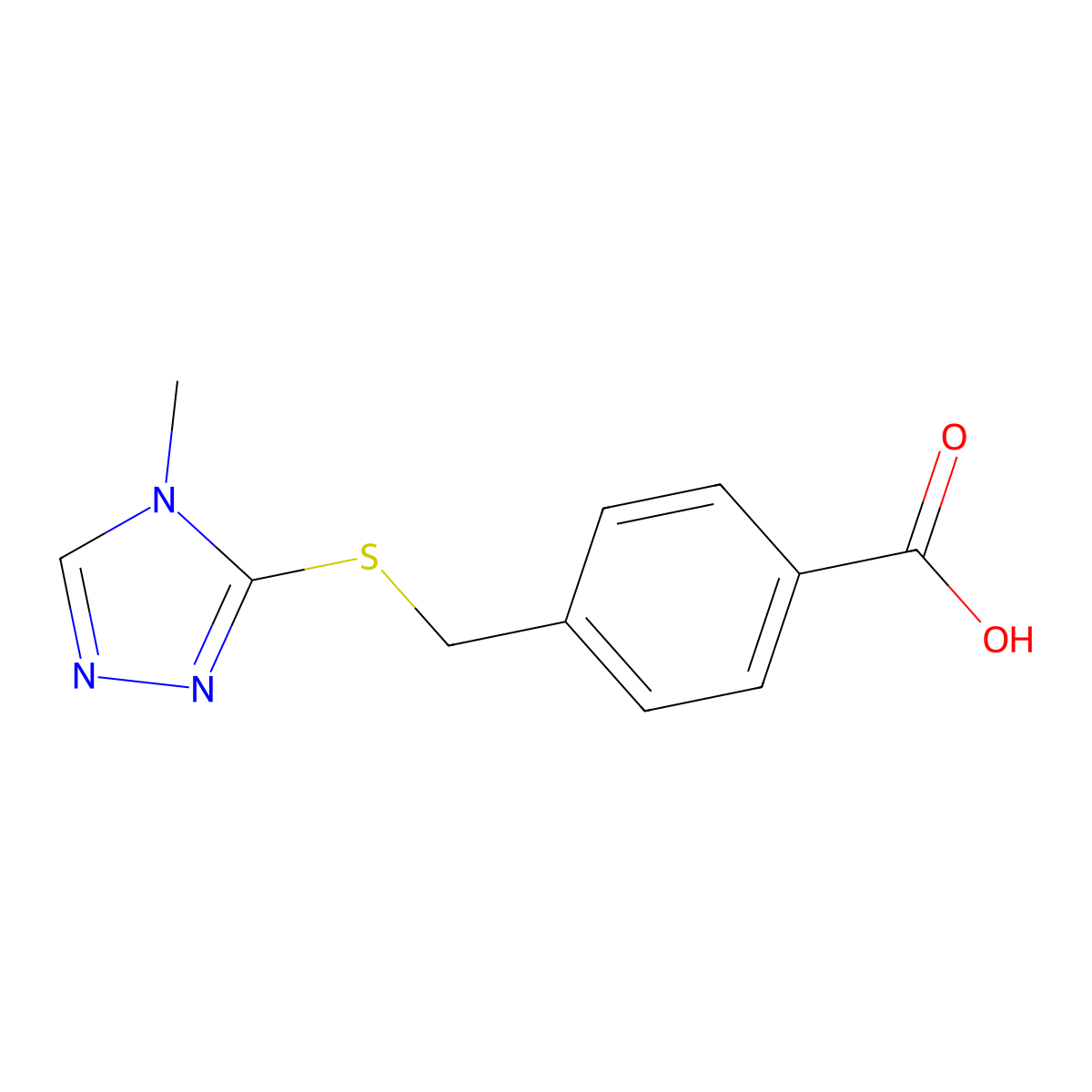 4-[(4-Methyl-1,2,4-triazol-3-yl)sulfanylmethyl]benzoic acid molecular structure, CAS 312317-82-1