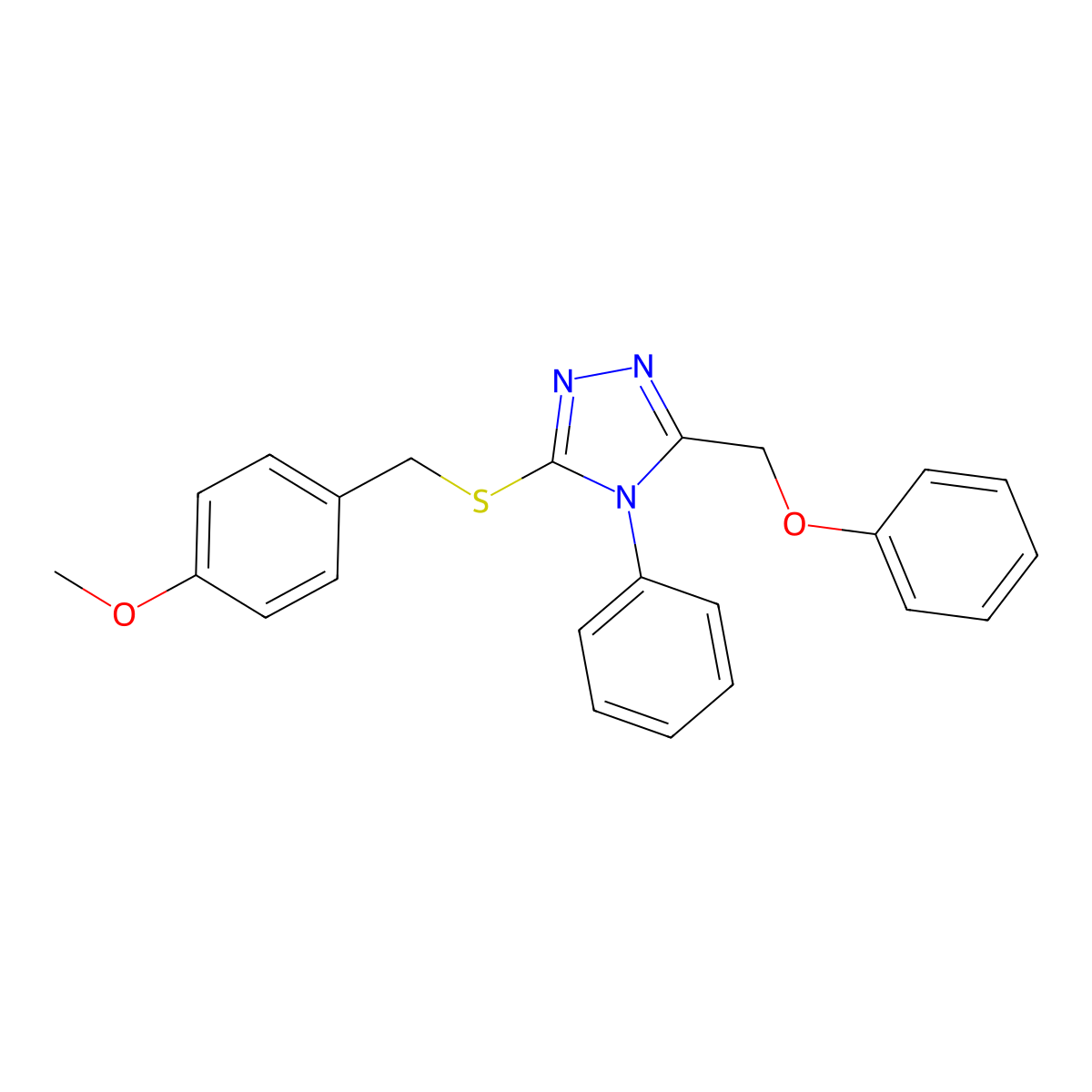 3-[(4-Methoxyphenyl)methylsulfanyl]-5-(phenoxymethyl)-4-phenyl-1,2,4-triazole molecular structure, CAS 312317-85-4