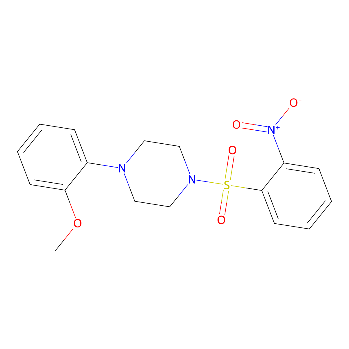 1-(2-Methoxyphenyl)-4-(2-nitrobenzenesulfonyl)piperazine molecular structure, CAS 312318-43-7