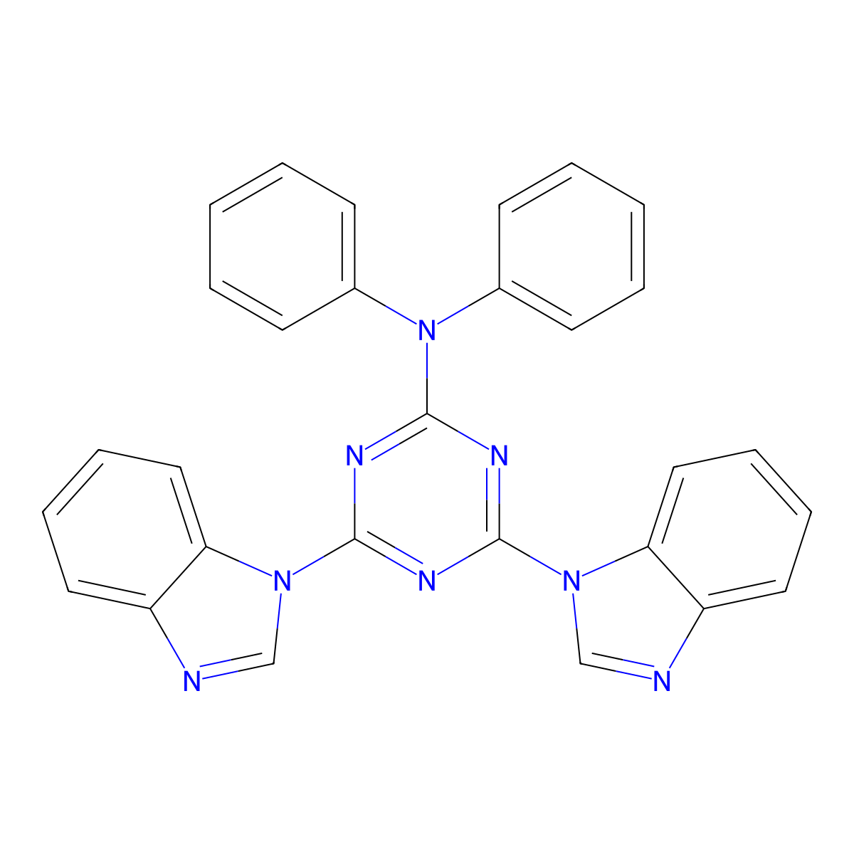 4,6-bis(benzimidazol-1-yl)-N,N-diphenyl-1,3,5-triazin-2-amine molecular structure, CAS 312318-47-1