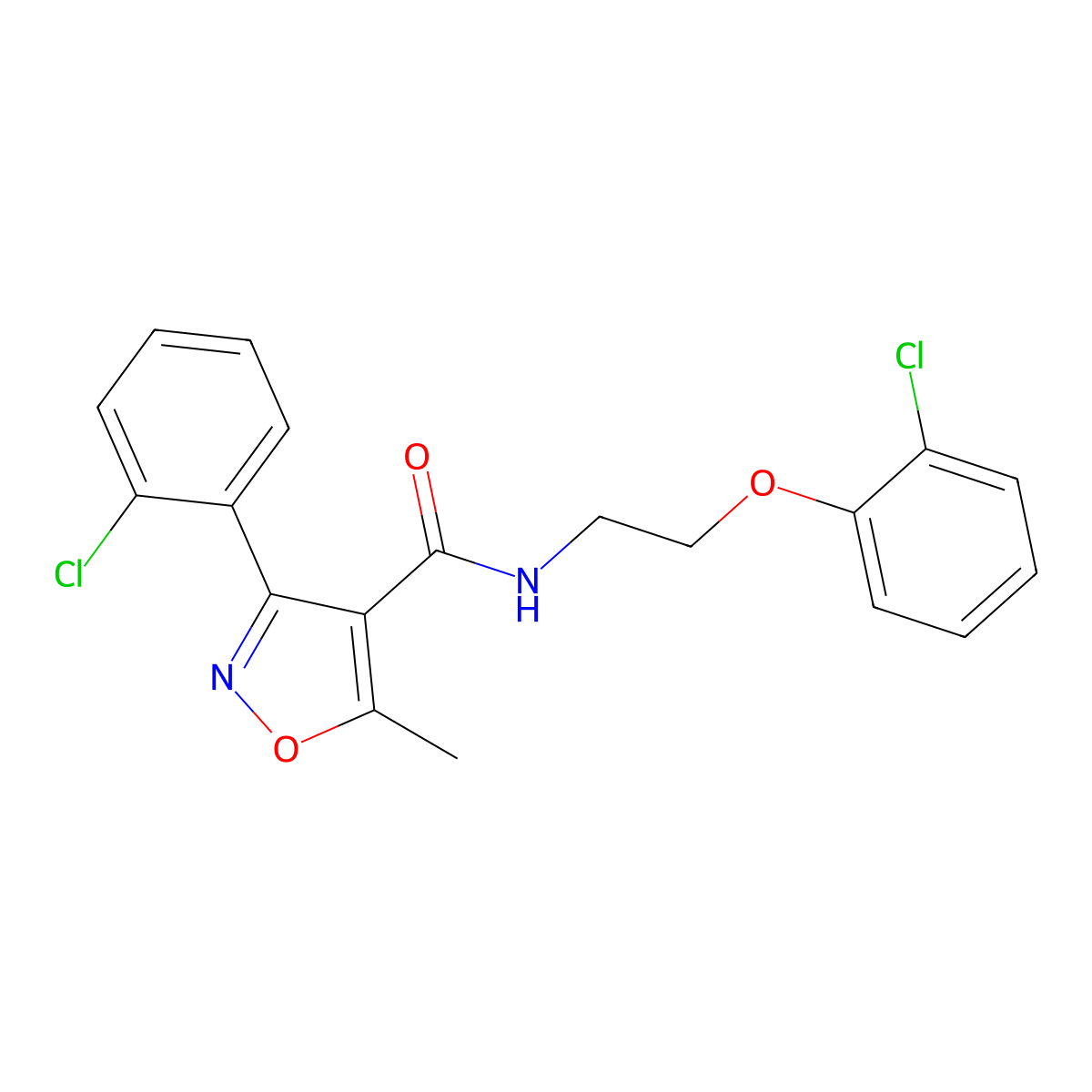 N-[2-(2-chlorophenoxy)ethyl]-3-(2-chlorophenyl)-5-methyl-1,2-oxazole-4-carboxamide molecular structure, CAS 312318-58-4