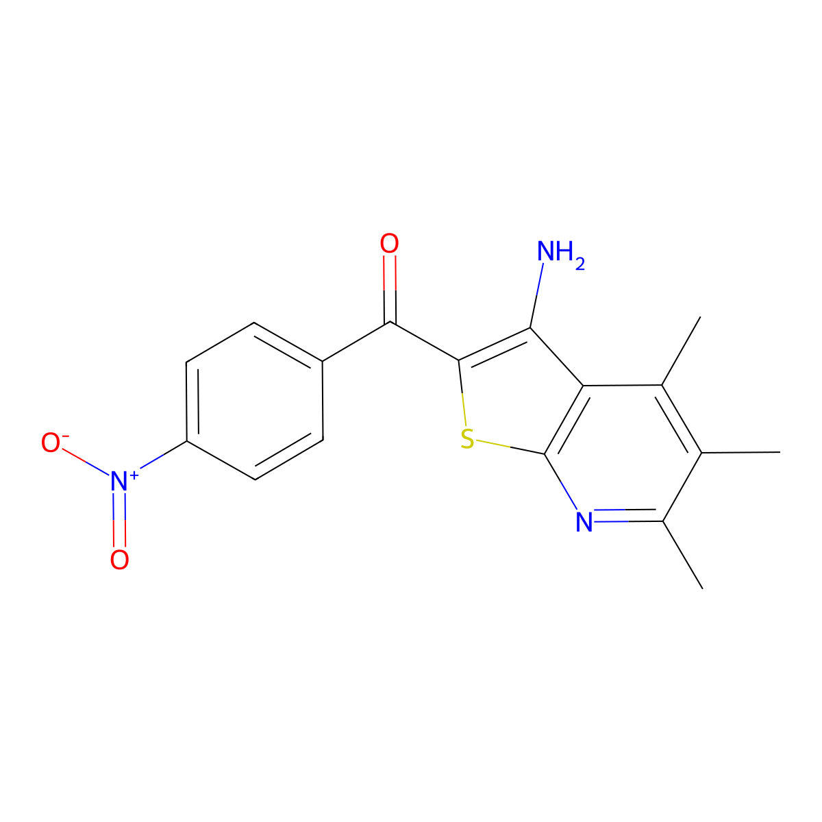 (3-Amino-4,5,6-trimethylthieno[2,3-b]pyridin-2-yl)(4-nitrophenyl)methanone molecular structure, CAS 312318-61-9
