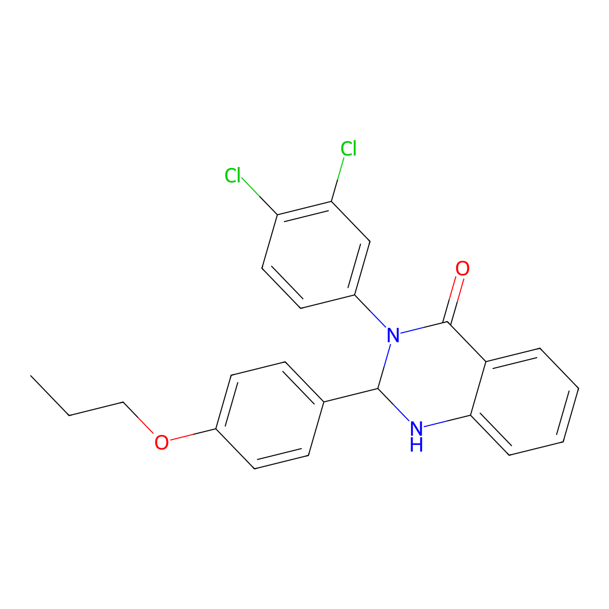 3-(3,4-dichlorophenyl)-2-(4-propoxyphenyl)-2,3-dihydro-4(1H)-quinazolinone molecular structure, CAS 312319-36-1