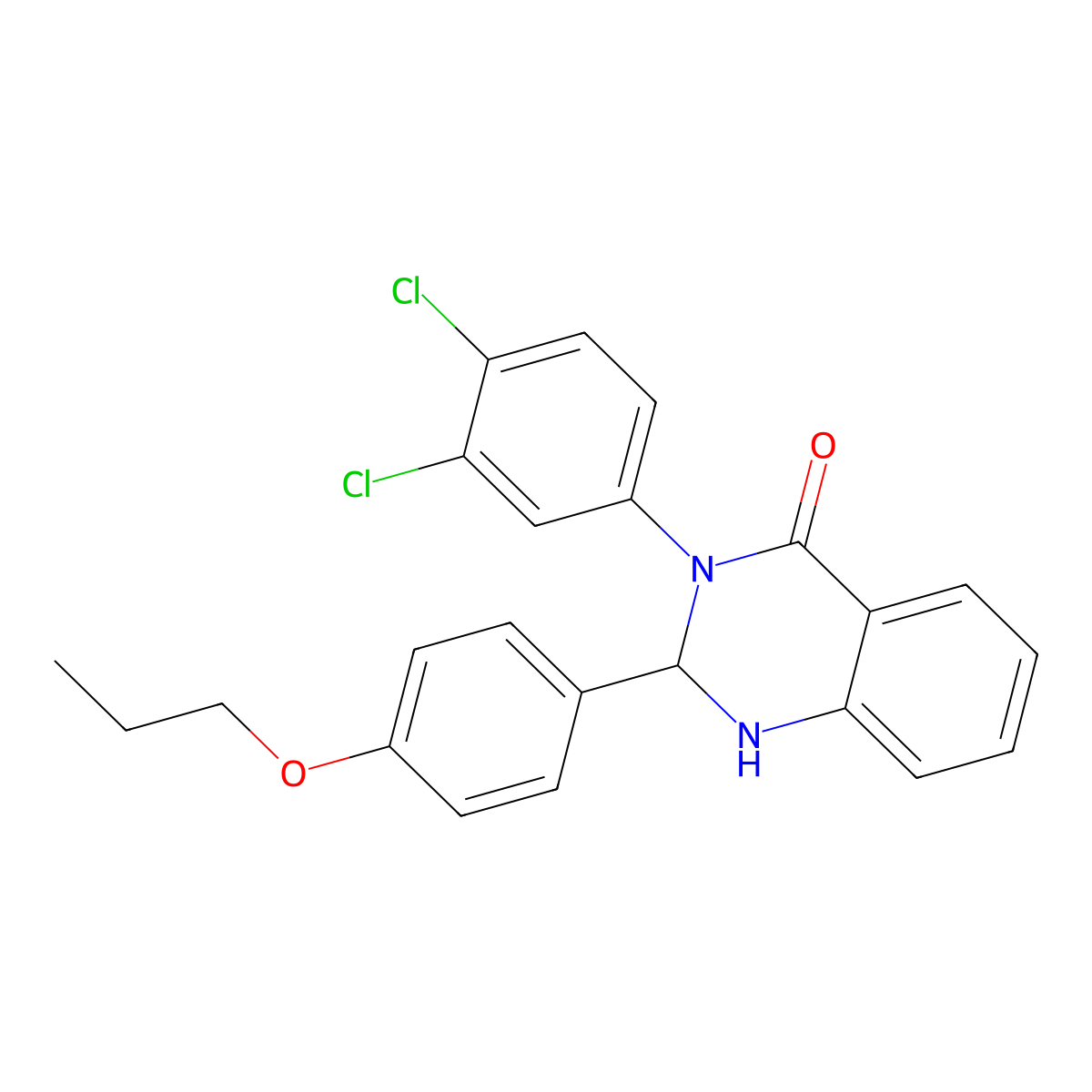 3-(3,4-dichlorophenyl)-2-(4-propoxyphenyl)-2,3-dihydro-4(1H)-quinazolinone molecular structure, CAS 312319-36-1