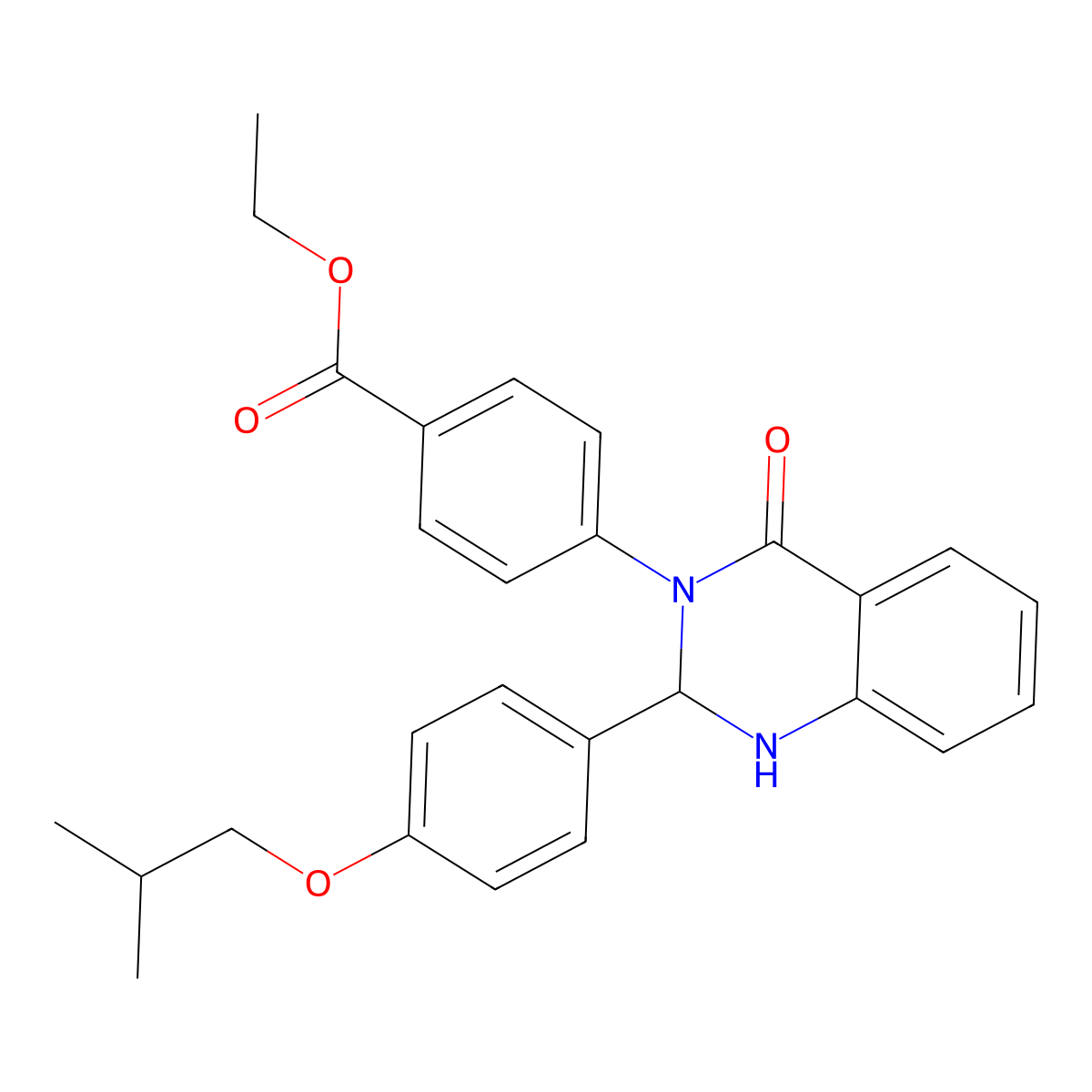 ethyl 4-(2-(4-isobutoxyphenyl)-4-oxo-1,4-dihydro-3(2H)-quinazolinyl)benzoate molecular structure, CAS 312319-37-2