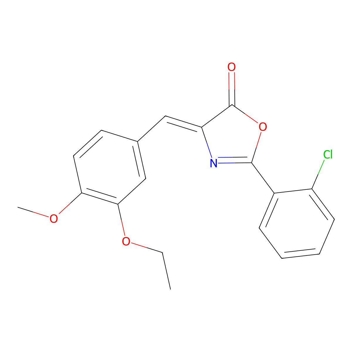 2-(2-Chlorophenyl)-4-[(3-ethoxy-4-methoxyphenyl)methylene]-5(4H)-oxazolone molecular structure, CAS 312319-72-5