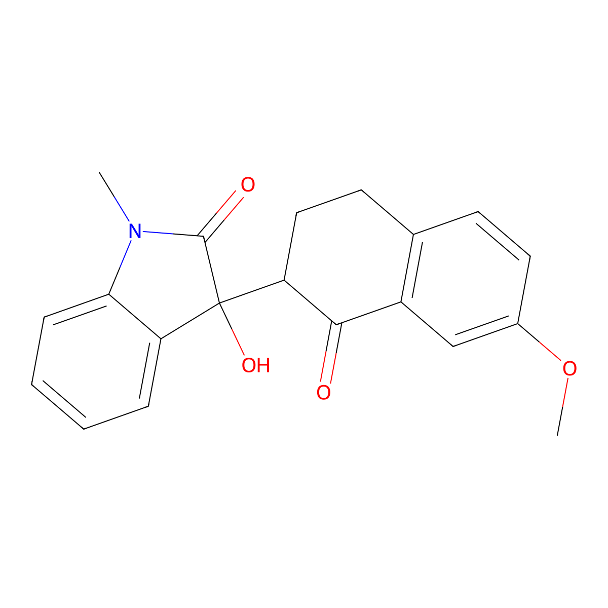 3-hydroxy-3-(7-methoxy-1-oxo-3,4-dihydro-2H-naphthalen-2-yl)-1-methylindol-2-one molecular structure, CAS 312320-31-3