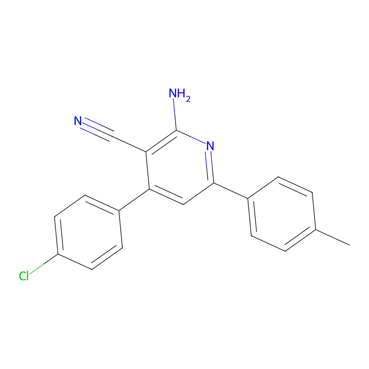 2-Amino-4-(4-chlorophenyl)-6-(4-methylphenyl)pyridine-3-carbonitrile molecular structure, CAS 312320-40-4
