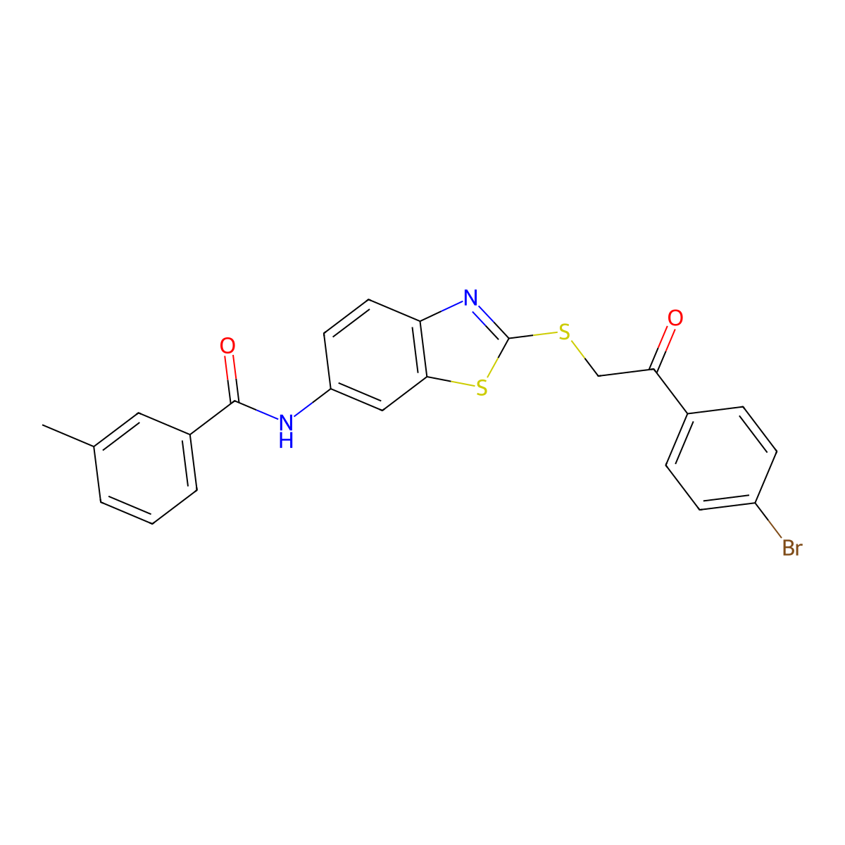 N-(2-{[2-(4-bromophenyl)-2-oxoethyl]sulfanyl}-1,3-benzothiazol-6-yl)-3-methylbenzamide molecular structure, CAS 312320-82-4