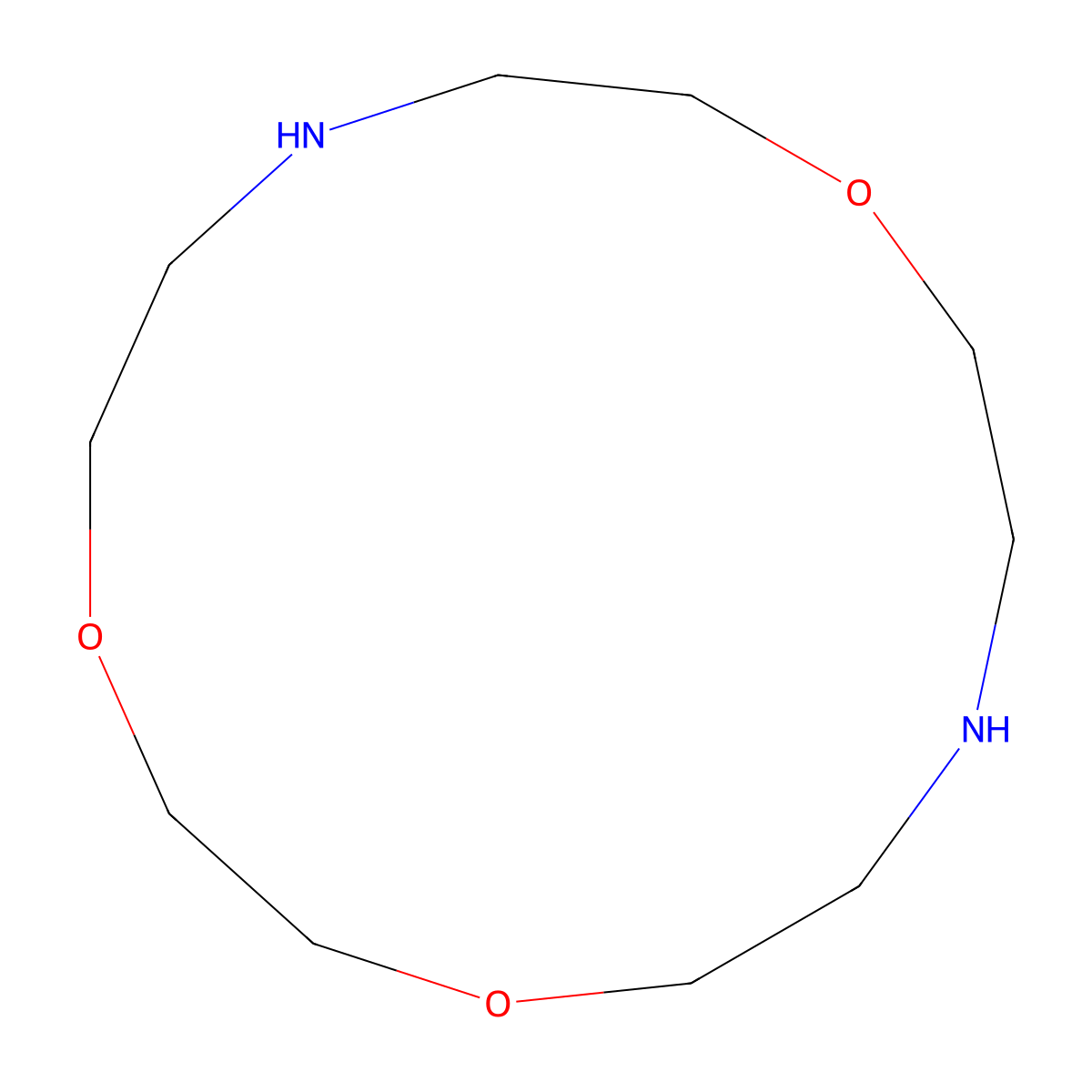 1,4,10-Trioxa-7,13-diazacyclopentadecane molecular structure, CAS 31249-95-3