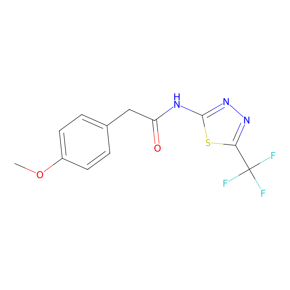 2-(4-methoxyphenyl)-N-[5-(trifluoromethyl)-1,3,4-thiadiazol-2-yl]acetamide molecular structure, CAS 312496-19-8