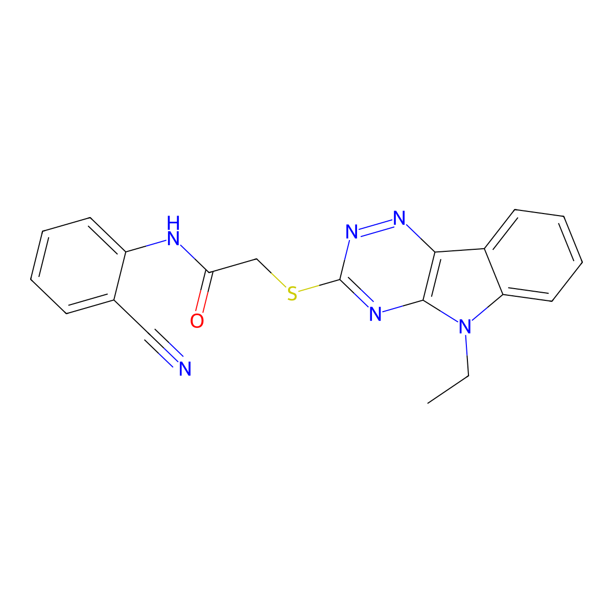 N-(2-cyanophenyl)-2-[(5-ethyl-[1,2,4]triazino[5,6-b]indol-3-yl)sulfanyl]acetamide molecular structure, CAS 312496-22-3