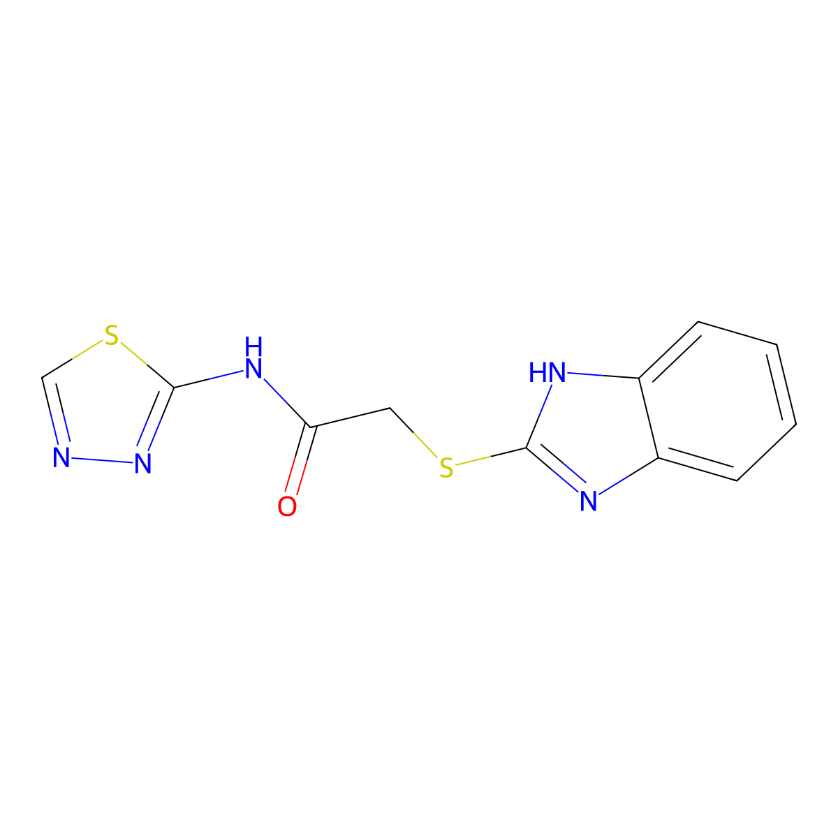 2-(1H-benzimidazol-2-ylsulfanyl)-N-(1,3,4-thiadiazol-2-yl)acetamide molecular structure, CAS 312496-26-7