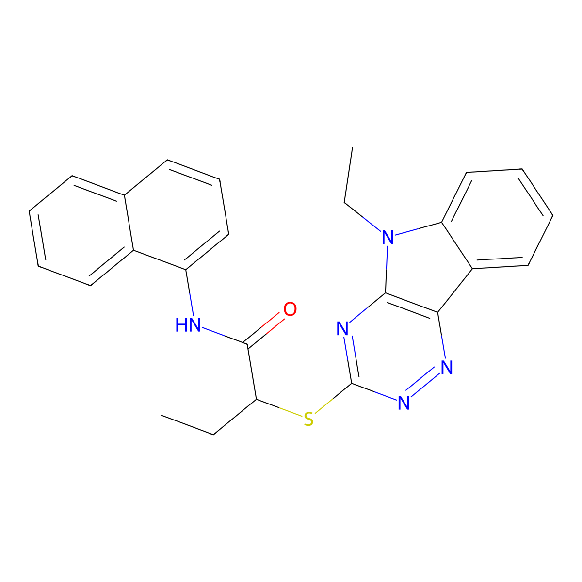 2-[(5-ethyl-[1,2,4]triazino[5,6-b]indol-3-yl)sulfanyl]-N-naphthalen-1-ylbutanamide molecular structure, CAS 312496-32-5