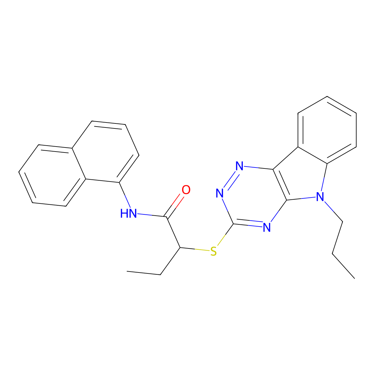 N-naphthalen-1-yl-2-[(5-propyl-[1,2,4]triazino[5,6-b]indol-3-yl)sulfanyl]butanamide molecular structure, CAS 312496-45-0