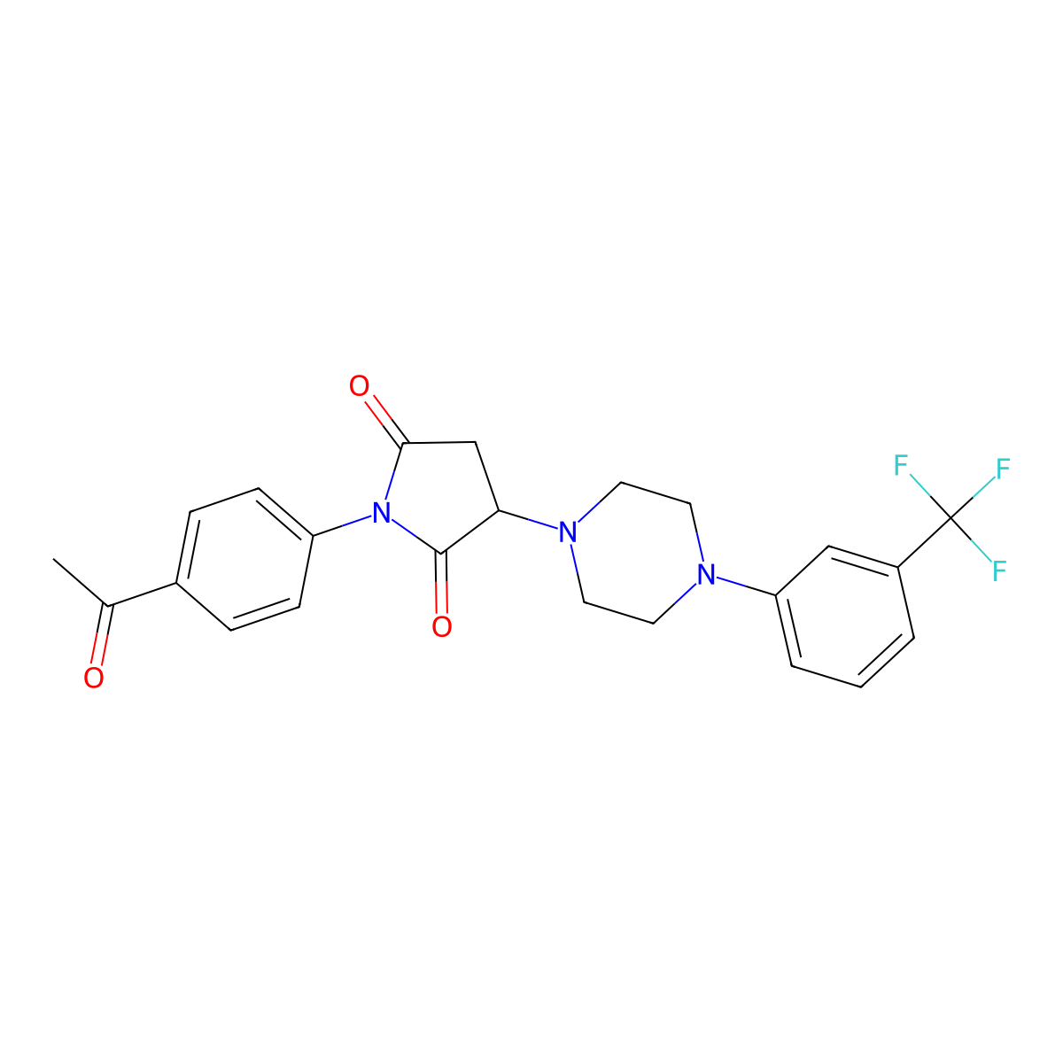 1-(4-Acetylphenyl)-3-[4-[3-(trifluoromethyl)phenyl]piperazin-1-yl]pyrrolidine-2,5-dione molecular structure, CAS 312496-52-9