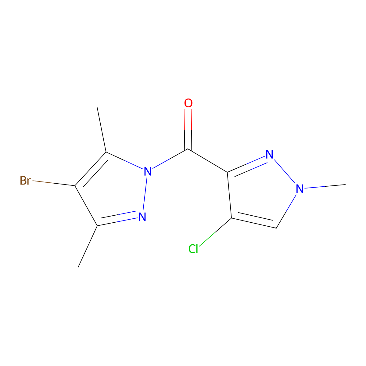 (4-Bromo-3,5-dimethylpyrazol-1-yl)-(4-chloro-1-methylpyrazol-3-yl)methanone molecular structure, CAS 312496-86-9