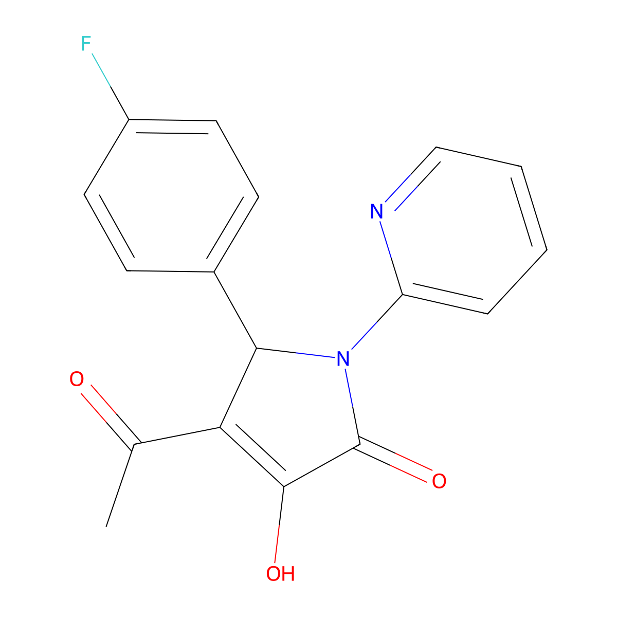 3-acetyl-2-(4-fluorophenyl)-4-hydroxy-1-pyridin-2-yl-2H-pyrrol-5-one molecular structure, CAS 312496-96-1