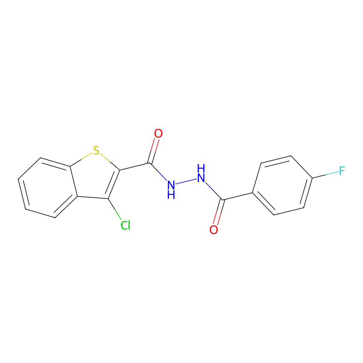 3-Chloro-N'-(4-fluorobenzoyl)benzo[b]thiophene-2-carbohydrazide molecular structure, CAS 312497-19-1