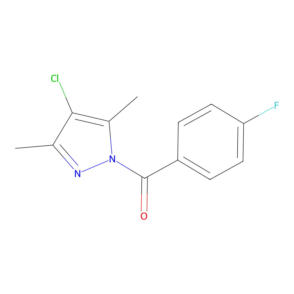 (4-Chloro-3,5-dimethylpyrazol-1-yl)-(4-fluorophenyl)methanone molecular structure, CAS 312497-50-0