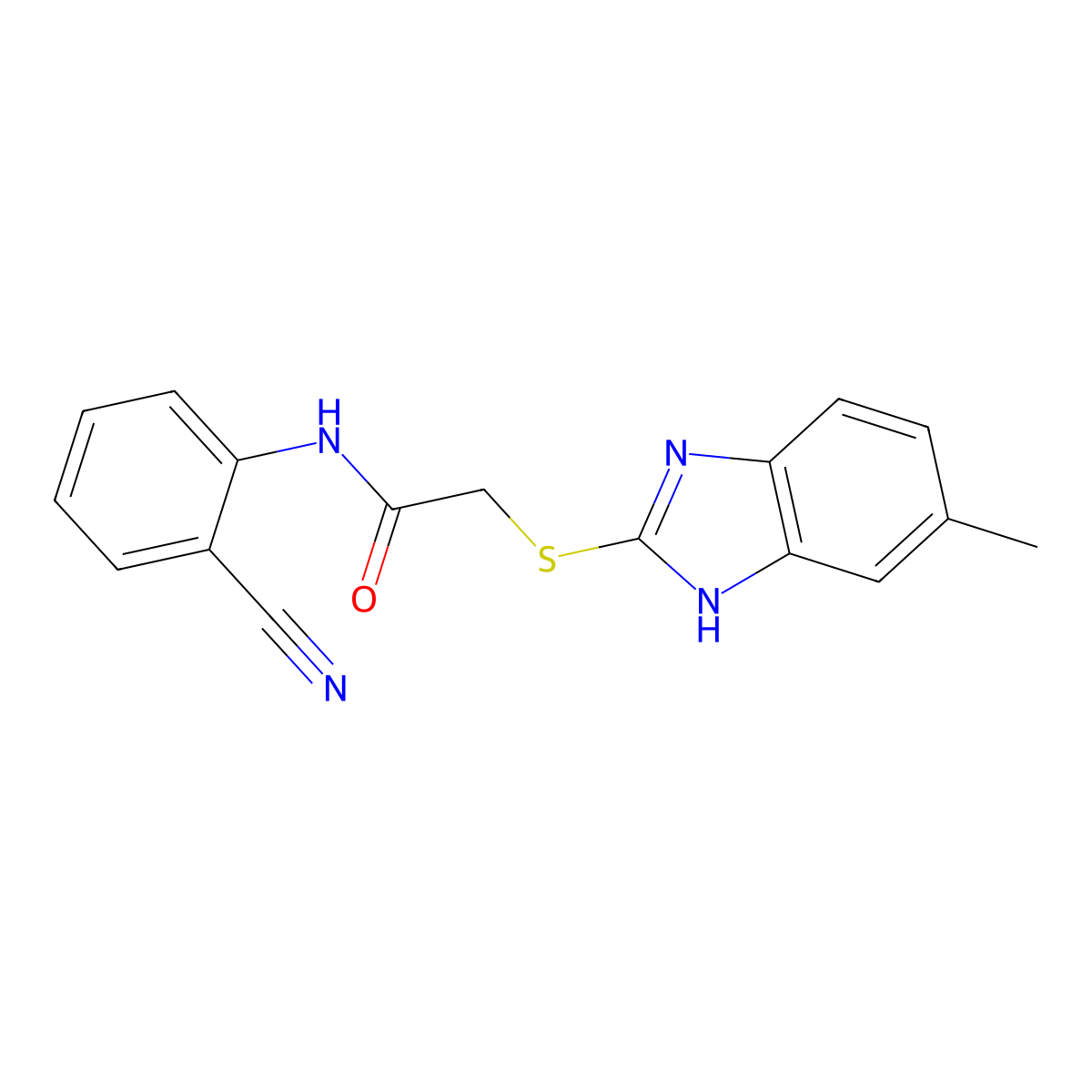 N-(2-cyanophenyl)-2-[(5-methyl-1H-benzimidazol-2-yl)sulfanyl]acetamide molecular structure, CAS 312497-90-8
