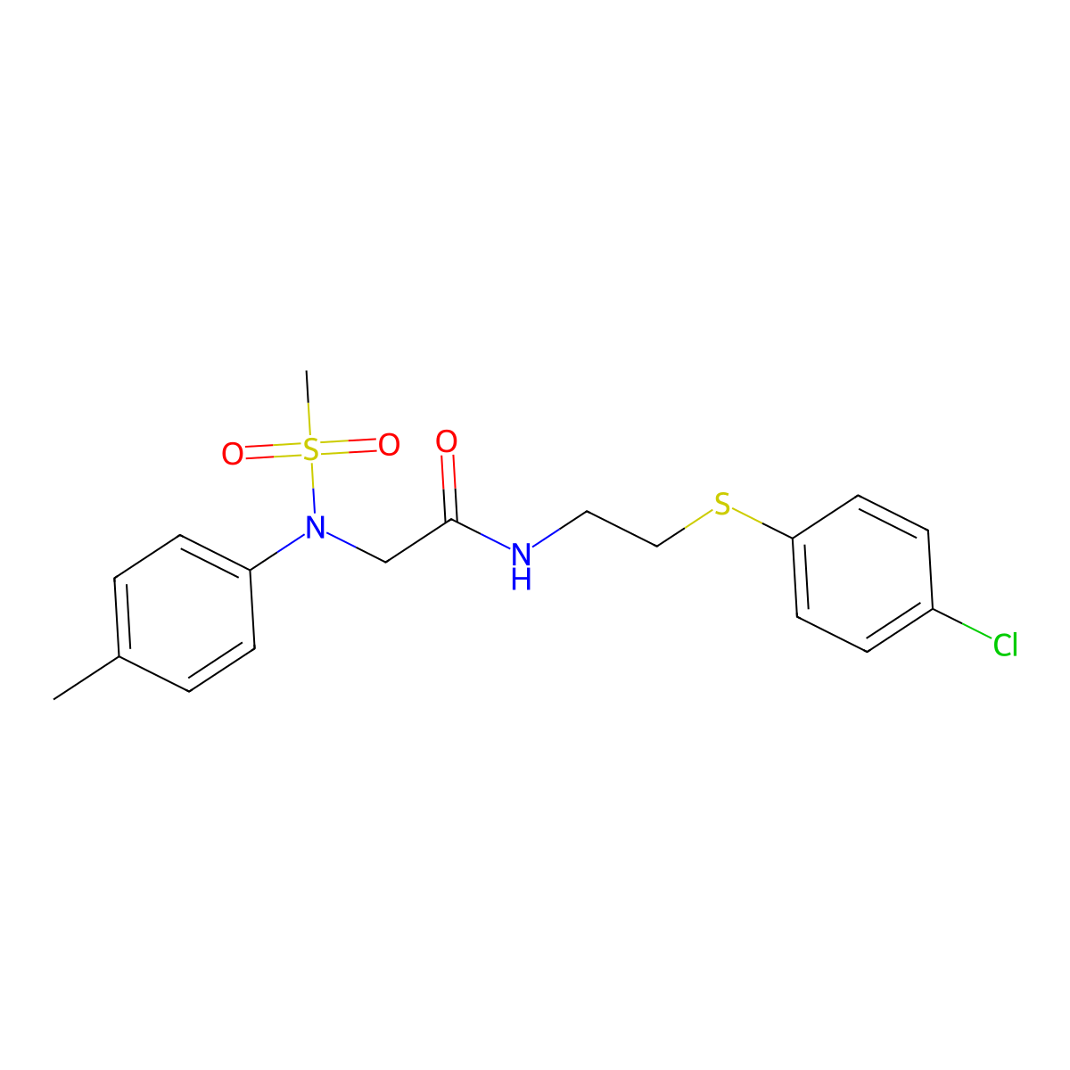 N-[2-(4-chlorophenyl)sulfanylethyl]-2-(4-methyl-N-methylsulfonylanilino)acetamide molecular structure, CAS 312498-30-9