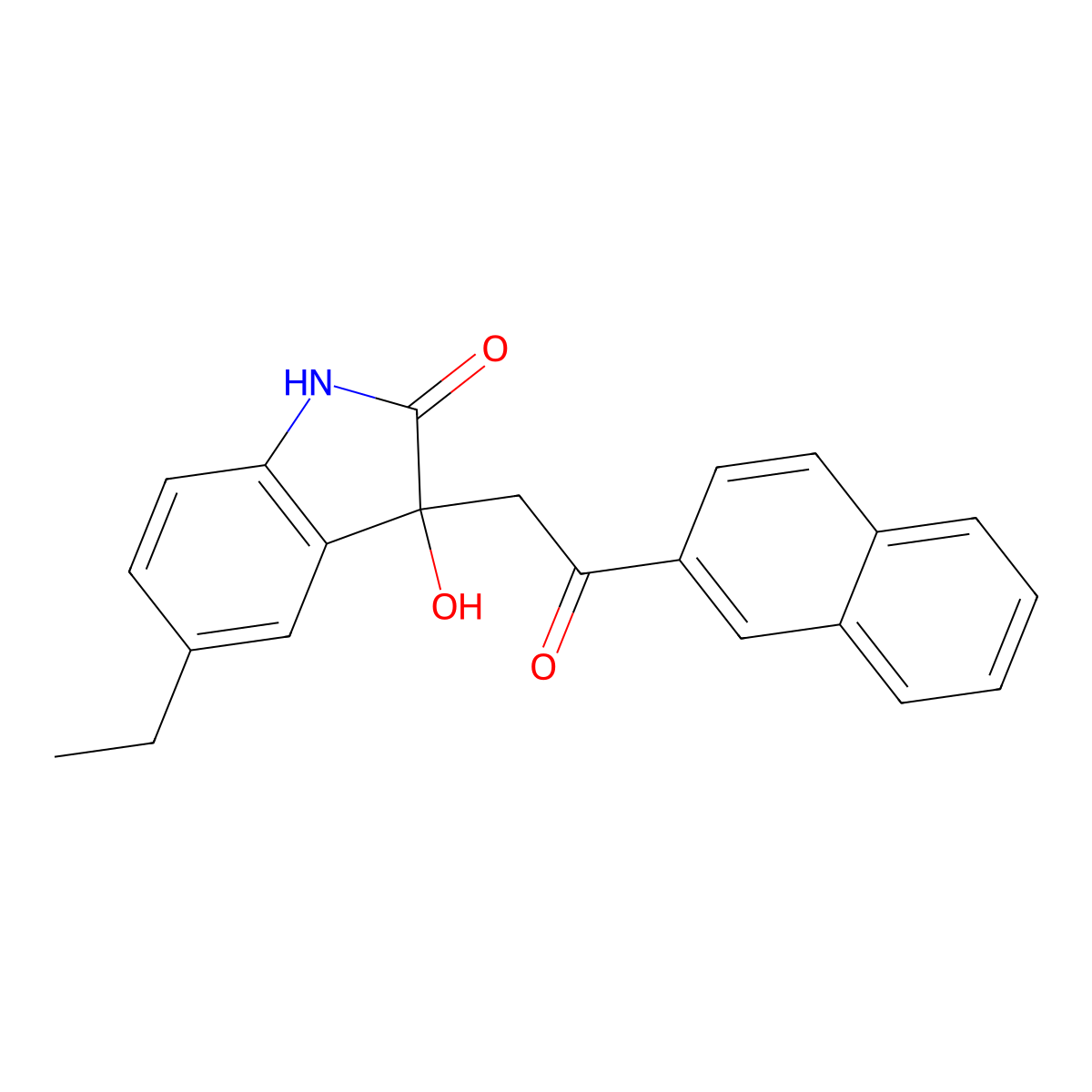 5-ethyl-3-hydroxy-3-(2-naphthalen-2-yl-2-oxoethyl)-1H-indol-2-one molecular structure, CAS 312498-36-5