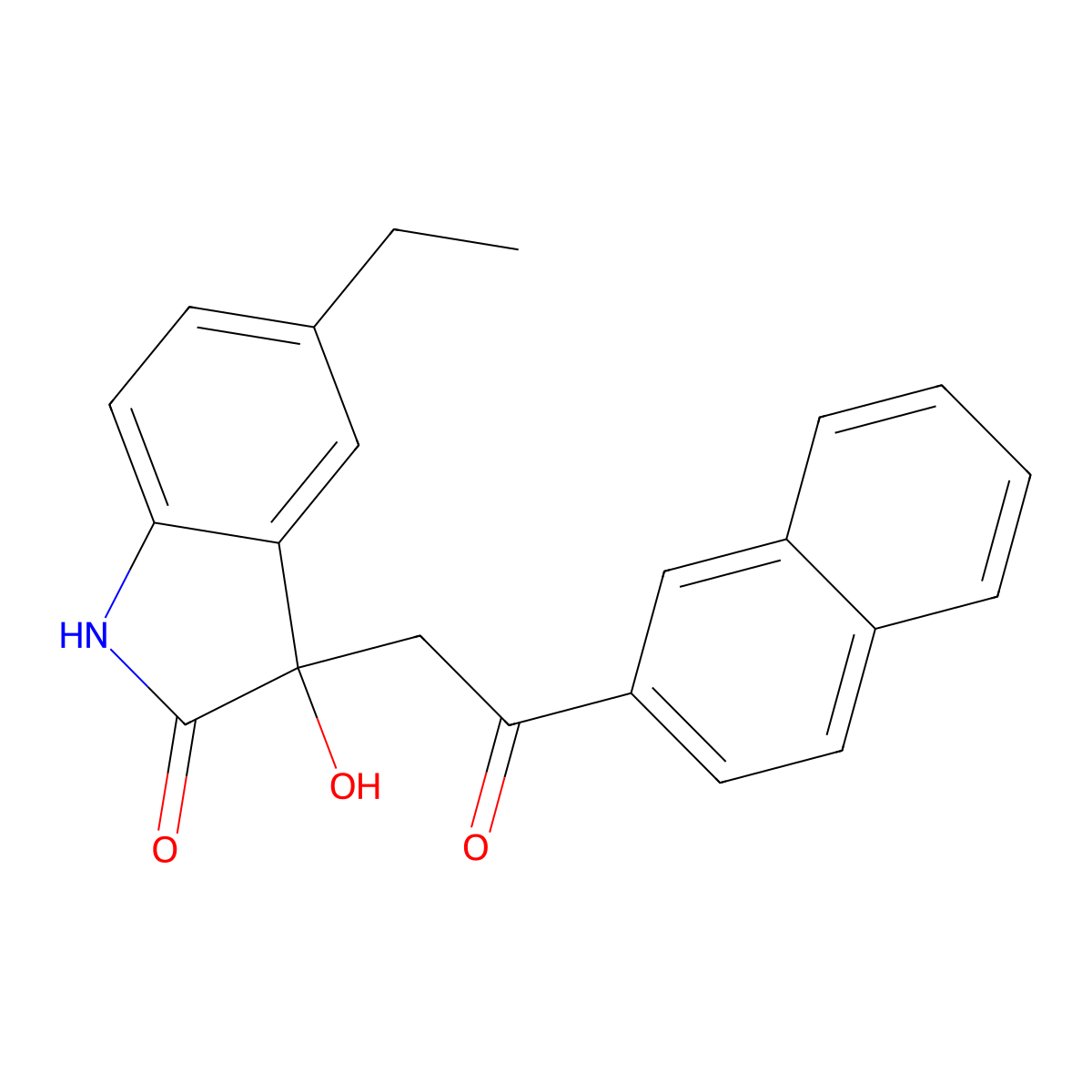 5-ethyl-3-hydroxy-3-(2-naphthalen-2-yl-2-oxoethyl)-1H-indol-2-one molecular structure, CAS 312498-36-5