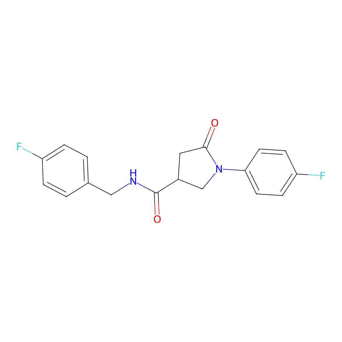 1-(4-fluorophenyl)-N-[(4-fluorophenyl)methyl]-5-oxopyrrolidine-3-carboxamide molecular structure, CAS 312498-51-4