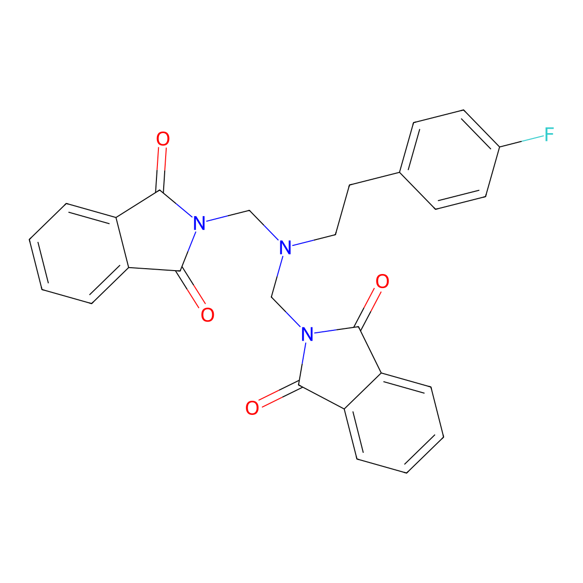 2-[[(1,3-Dioxoisoindol-2-yl)methyl-[2-(4-fluorophenyl)ethyl]amino]methyl]isoindole-1,3-dione molecular structure, CAS 312498-61-6