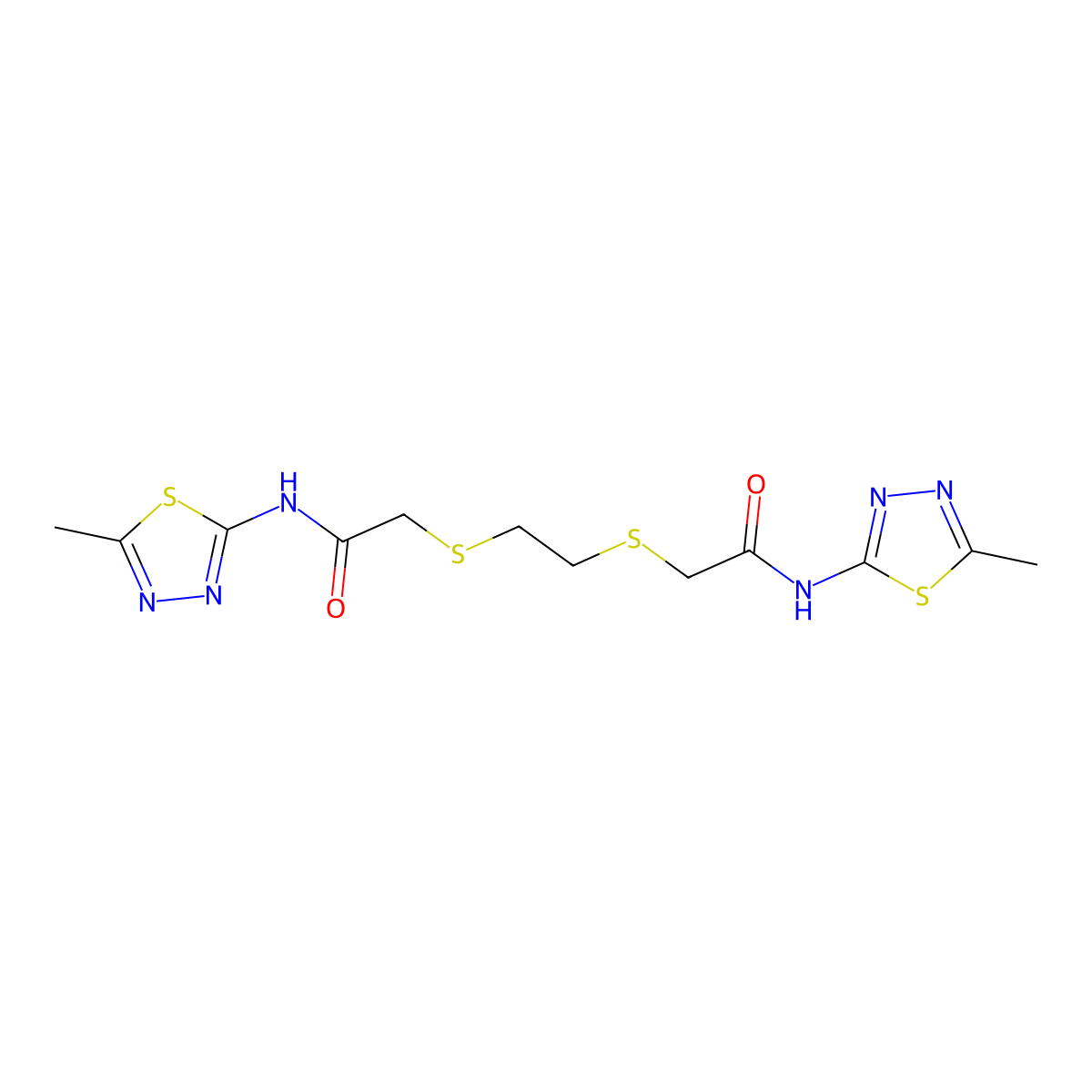 N-(5-methyl-1,3,4-thiadiazol-2-yl)-2-[2-[2-[(5-methyl-1,3,4-thiadiazol-2-yl)amino]-2-oxoethyl]sulfanylethylsulfanyl]acetamide molecular structure, CAS 312498-68-3