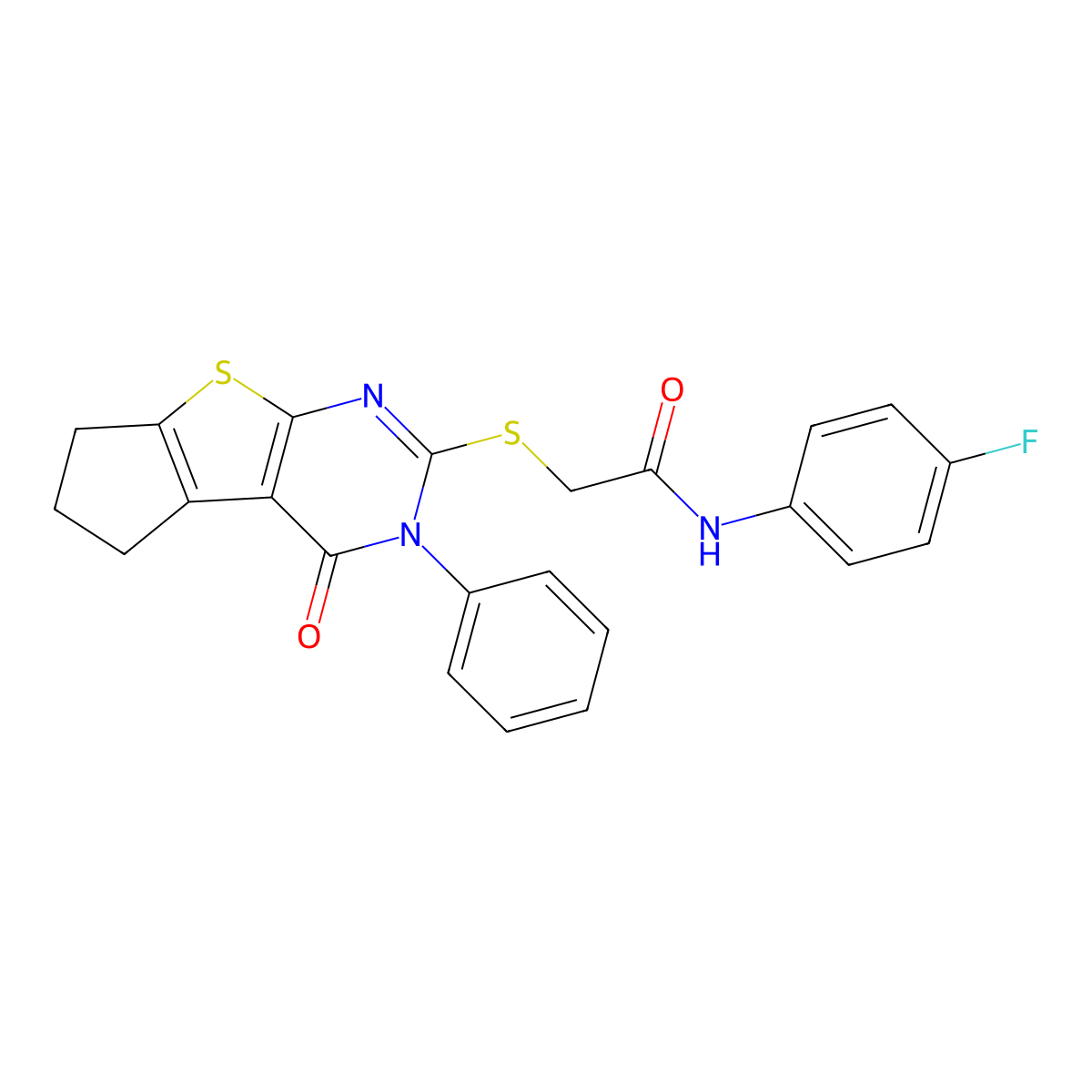 N-(4-fluorophenyl)-2-({12-oxo-11-phenyl-7-thia-9,11-diazatricyclo[6.4.0.0^{2,6}]dodeca-1(8),2(6),9-trien-10-yl}sulfanyl)acetamide molecular structure, CAS 312498-82-1