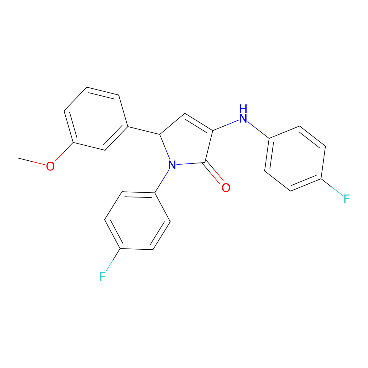 4-(4-fluoroanilino)-1-(4-fluorophenyl)-2-(3-methoxyphenyl)-2H-pyrrol-5-one molecular structure, CAS 312498-83-2