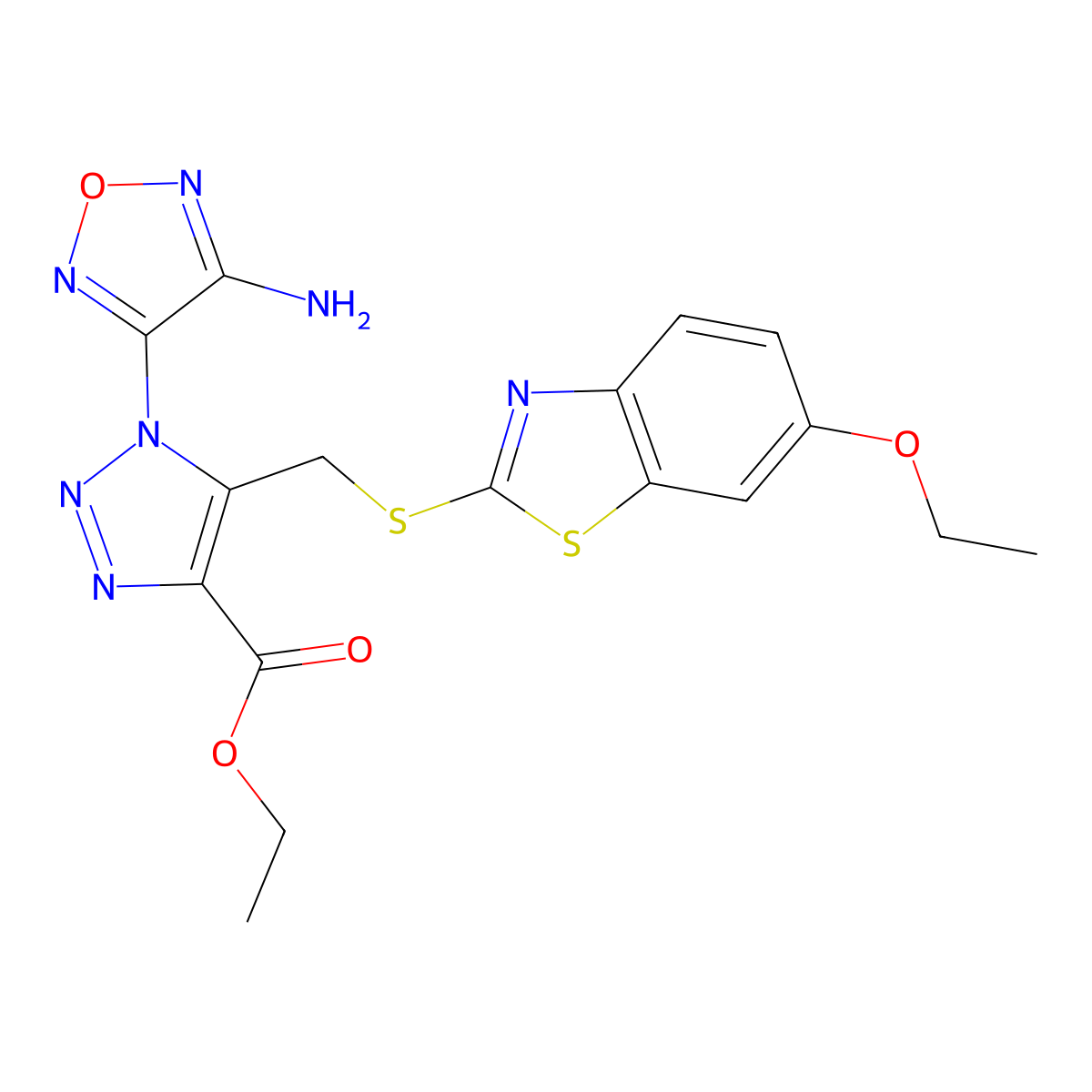 ethyl 1-(4-amino-1,2,5-oxadiazol-3-yl)-5-{[(6-ethoxy-1,3-benzothiazol-2-yl)sulfanyl]methyl}-1H-1,2,3-triazole-4-carboxylate molecular structure, CAS 312499-48-2