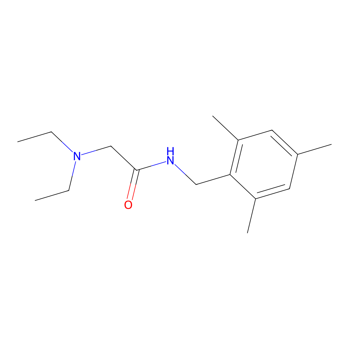 2-(diethylamino)-N-[(2,4,6-trimethylphenyl)methyl]acetamide molecular structure, CAS 3125-46-0