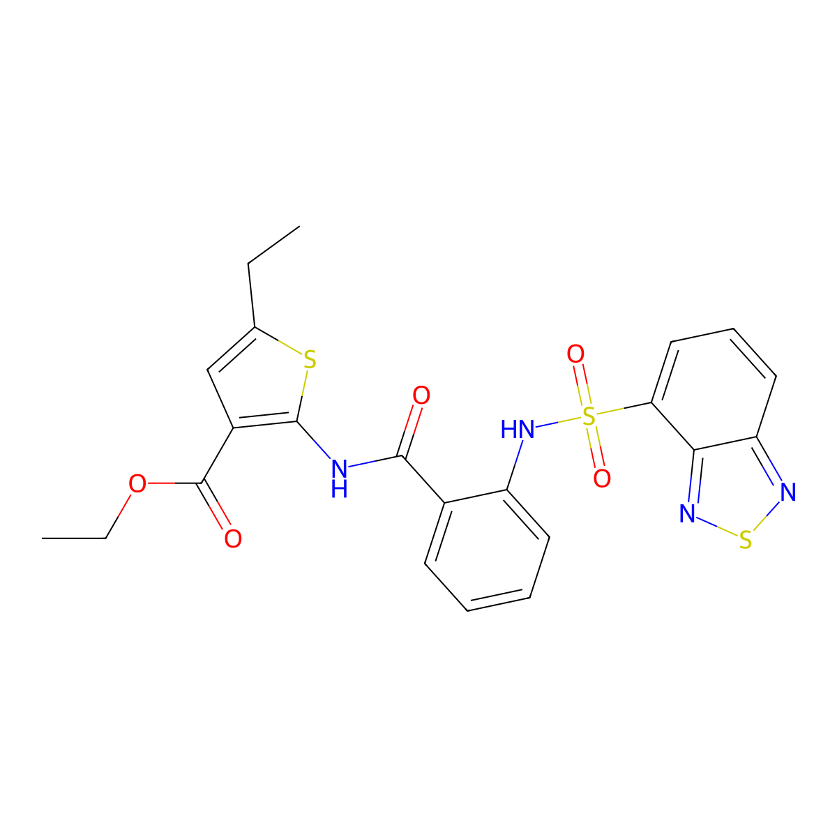 Ethyl 2-[({2-[(2,1,3-benzothiadiazol-4-ylsulfonyl)amino]phenyl}carbonyl)amino]-5-ethylthiophene-3-carboxylate molecular structure, CAS 312500-58-6