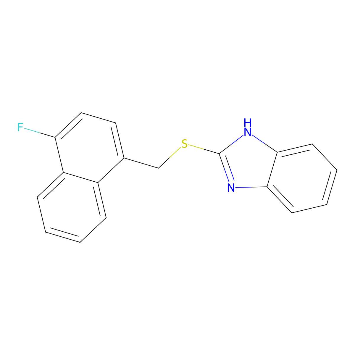 2-[(4-fluoronaphthalen-1-yl)methylsulfanyl]-1H-benzimidazole molecular structure, CAS 312501-67-0